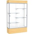 Waddell Display Case Of Ghent Reliant Lighted Display Case 48"W x 80"H x 16"D Light Oak Base White Back Satin Natural Frame 2174WB-SN-LV